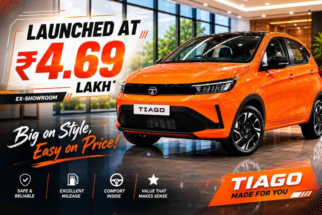 Tata Tiago Facelift 2026 front design showcasing updated styling, modern features, petrol engine options, hatchback design, and expected launch details in India. motorgaari.com
